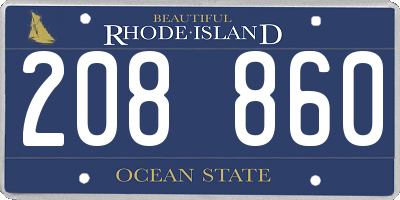 RI license plate 208860