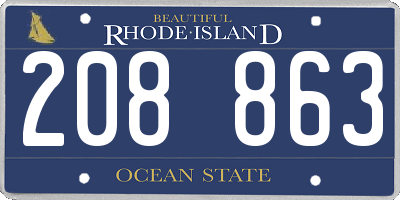 RI license plate 208863