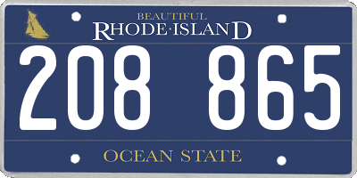 RI license plate 208865
