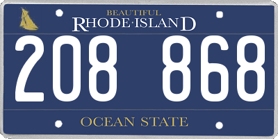 RI license plate 208868