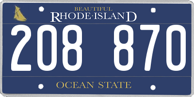 RI license plate 208870