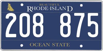 RI license plate 208875