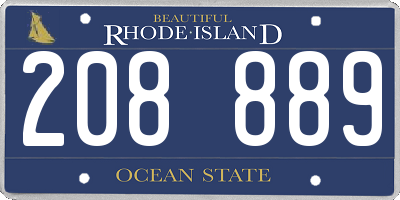 RI license plate 208889