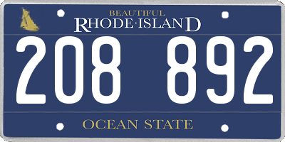 RI license plate 208892