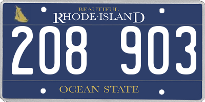 RI license plate 208903