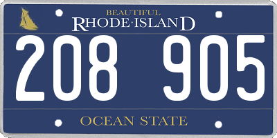 RI license plate 208905