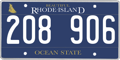 RI license plate 208906