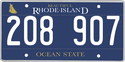 RI license plate 208907
