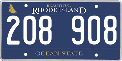 RI license plate 208908