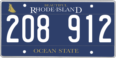RI license plate 208912