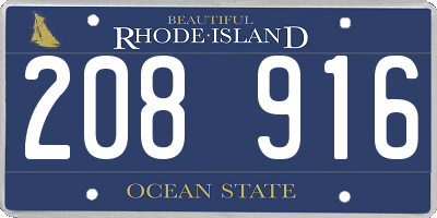 RI license plate 208916
