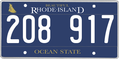 RI license plate 208917