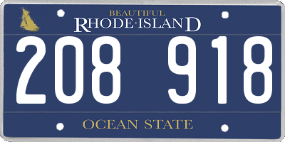 RI license plate 208918