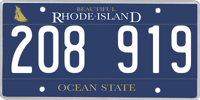 RI license plate 208919