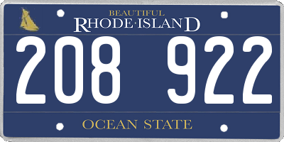 RI license plate 208922