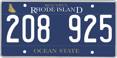 RI license plate 208925