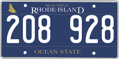 RI license plate 208928