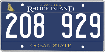 RI license plate 208929