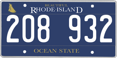 RI license plate 208932