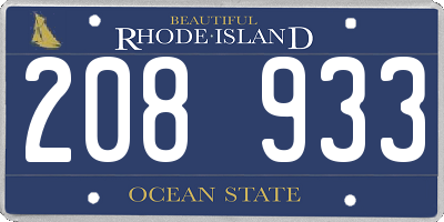 RI license plate 208933