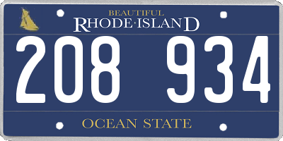 RI license plate 208934