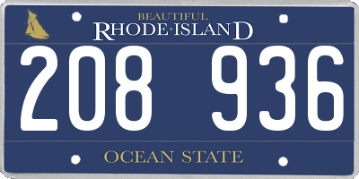 RI license plate 208936