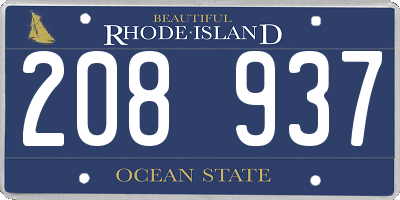 RI license plate 208937