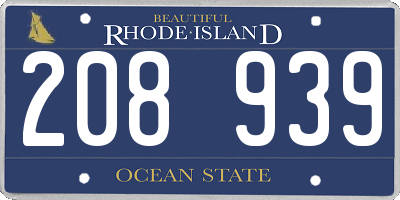 RI license plate 208939