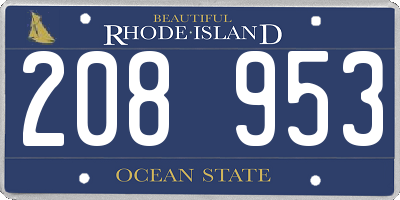 RI license plate 208953