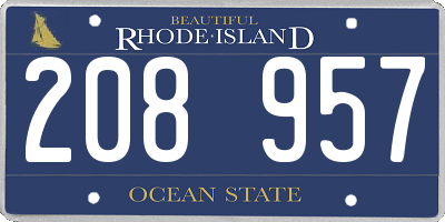 RI license plate 208957