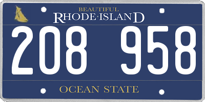 RI license plate 208958