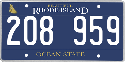 RI license plate 208959