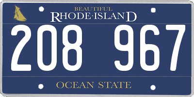 RI license plate 208967