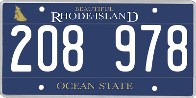RI license plate 208978