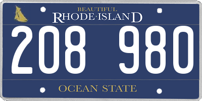 RI license plate 208980