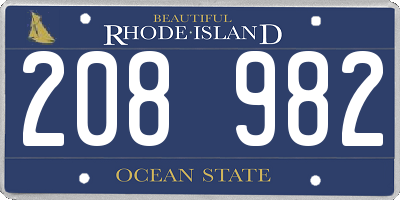 RI license plate 208982