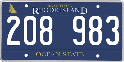 RI license plate 208983