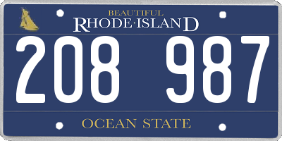 RI license plate 208987