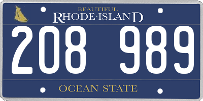 RI license plate 208989