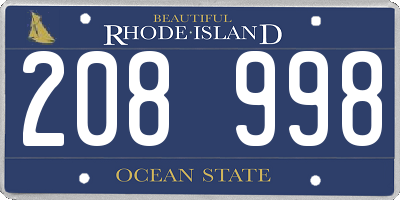 RI license plate 208998