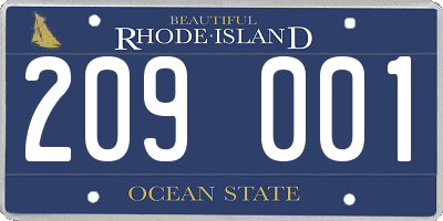 RI license plate 209001