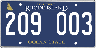 RI license plate 209003