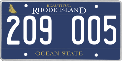 RI license plate 209005