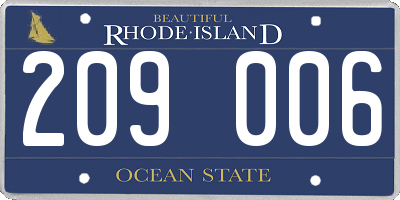 RI license plate 209006