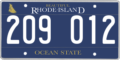 RI license plate 209012
