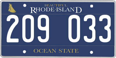 RI license plate 209033
