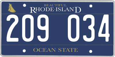 RI license plate 209034