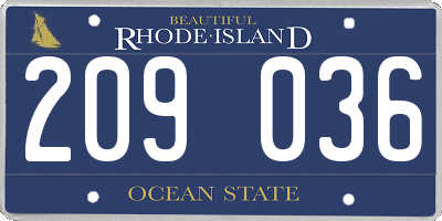 RI license plate 209036