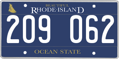 RI license plate 209062