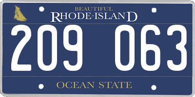 RI license plate 209063